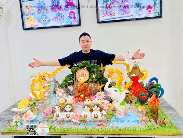 bánh kem dễ thương tạo mẫu nhà chùa mừng lễ phật đản dễ thương