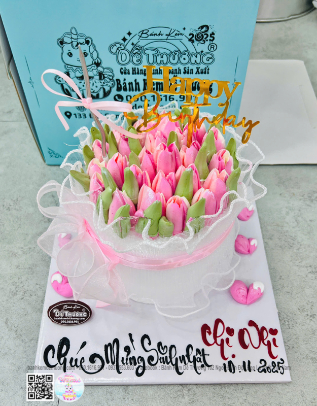 bánh kem hoa tu líp màu hồng tặng chị nhi dễ thương banh-hoa-tulip-chi-nhi-2