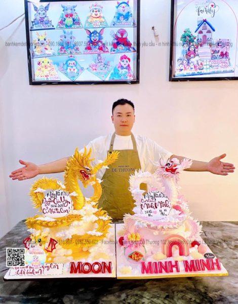 bánh kem dễ thương thiết kế tạo mẫu con rồng độc lạ dễ thương