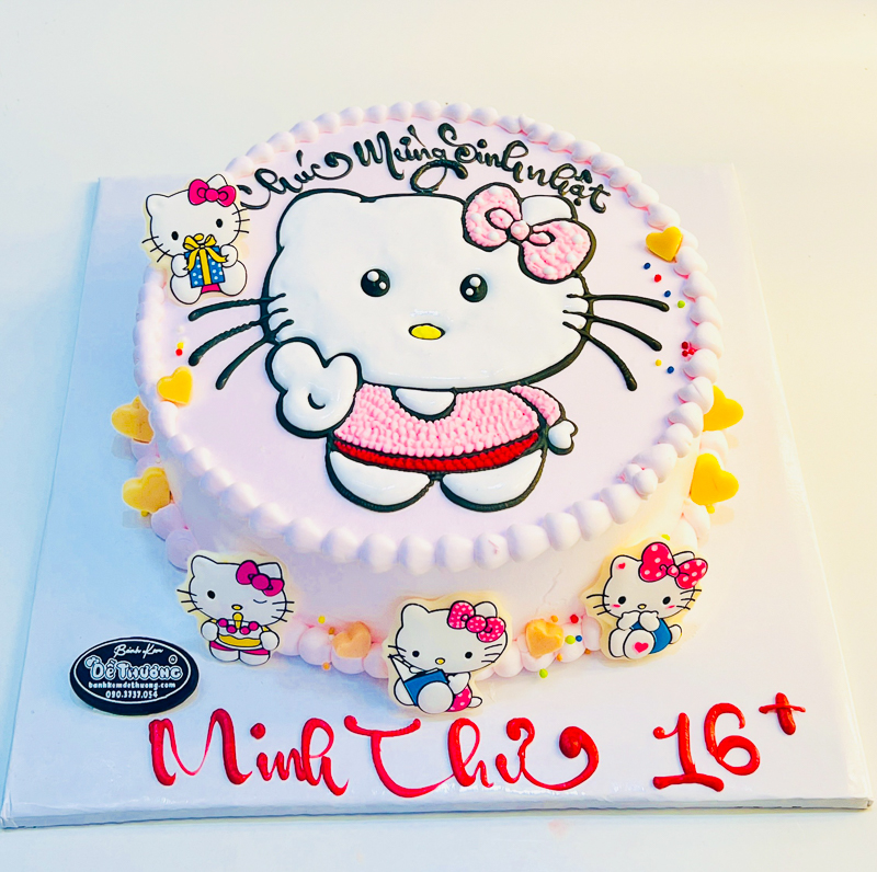 Bánh sinh nhật kem tươi mèo kitty hồng tạo hình 3D HTBakery-11362 - HTBakery
