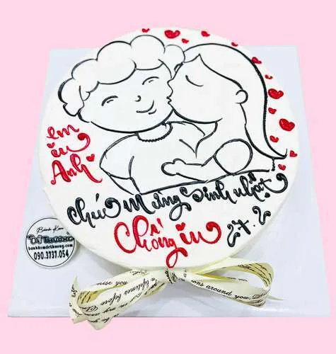 bánh kem bắp phô mai vẽ hình