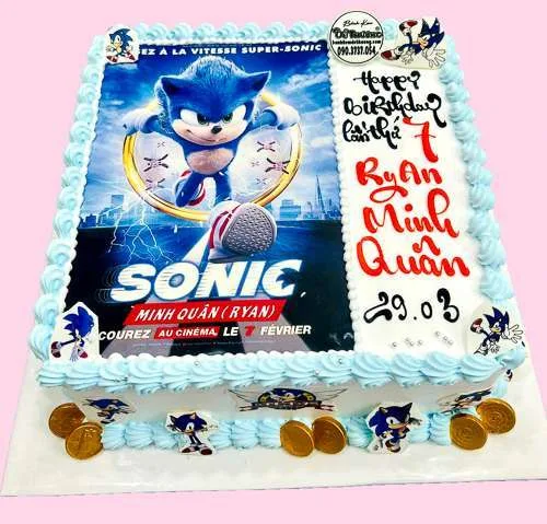 bánh kem sonic in hinh socola siêu mạnh dễ thương