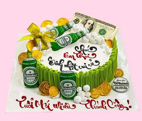 bánh kem bia heiniken chai socola