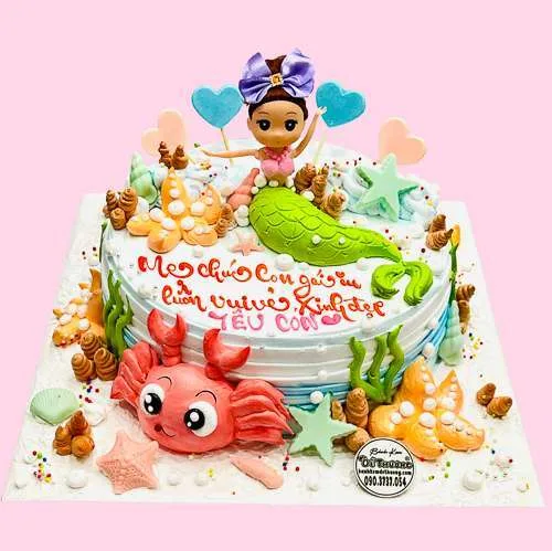 bánh kem búp bê nàng tiên cá đại dương