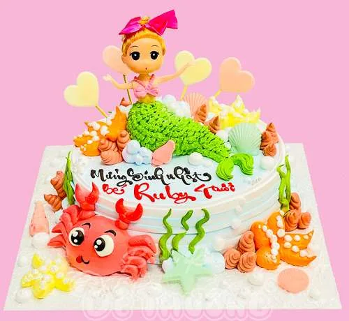 bánh kem sinh nhật búp bê nàng tiên cá