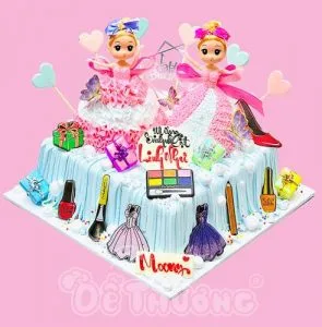 bánh kem búp bê sinh đôi dễ thương