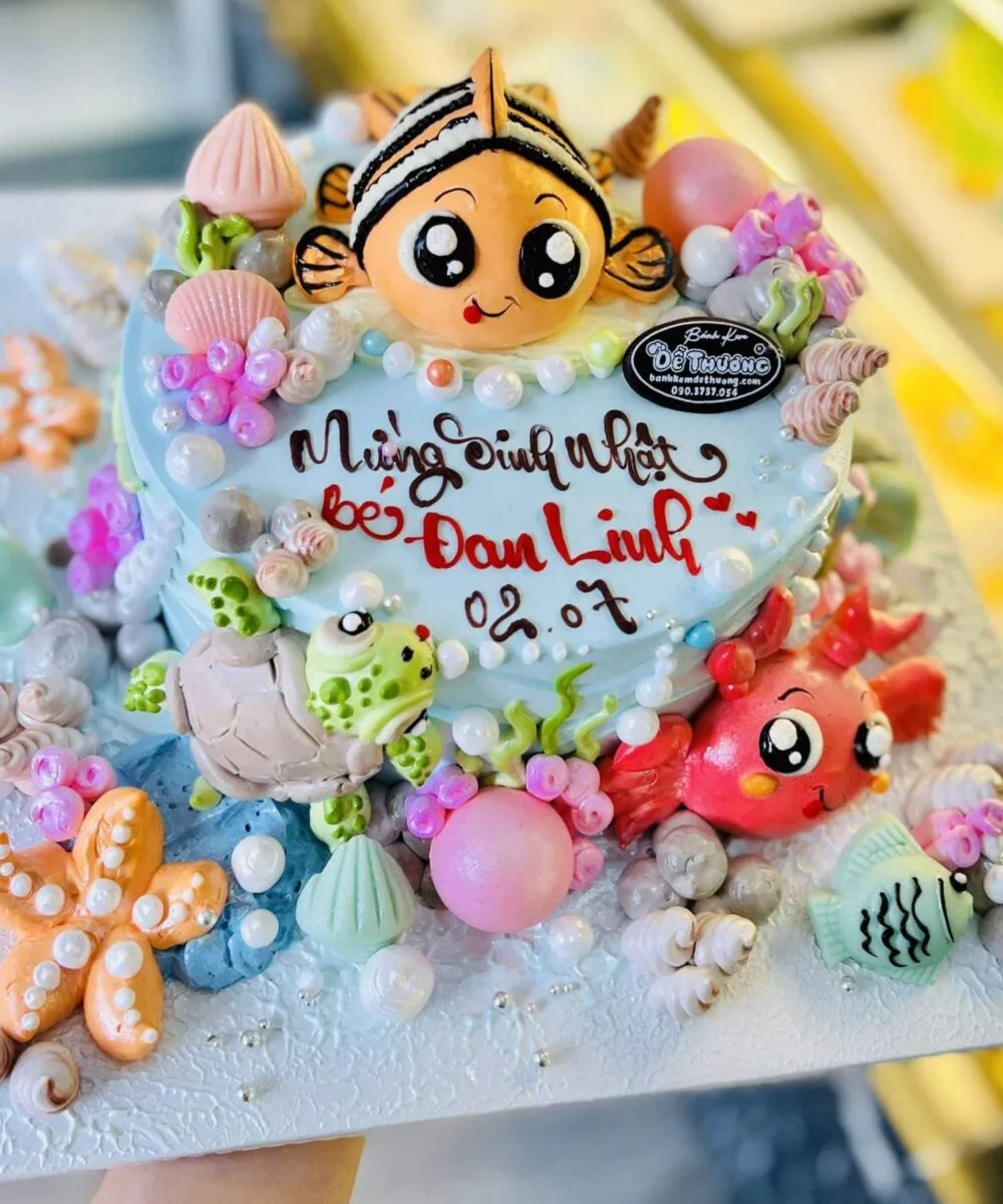 bánh kem cá memo đại dương siêu dễ thương