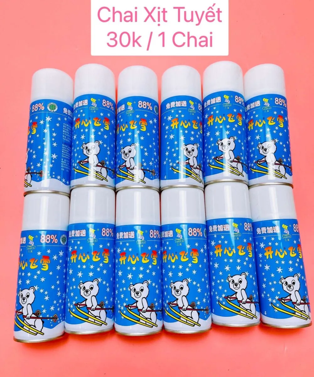 bánh kem phụ kiện chai xịt tuyết sinh nhật