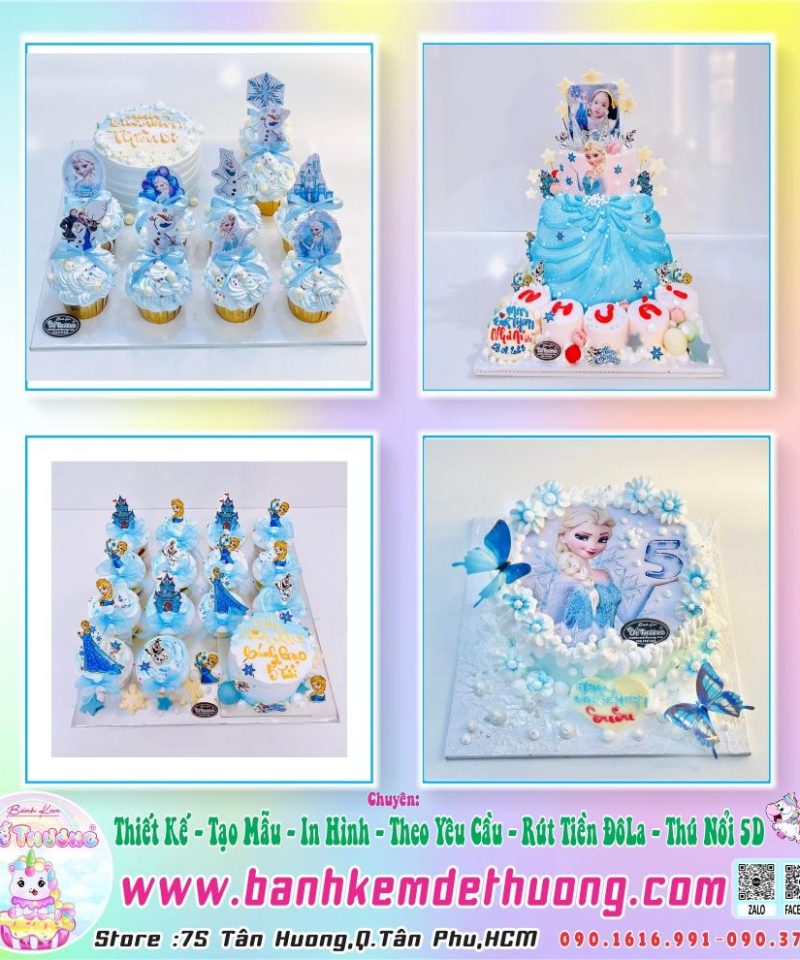 bánh kem dễ thương thiết kế tạo mẫu công chúa băng giá elsa dễ thương
