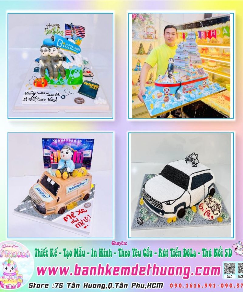 bánh kem dễ thương thiết kế tạo mẫu siêu xe dễ thương