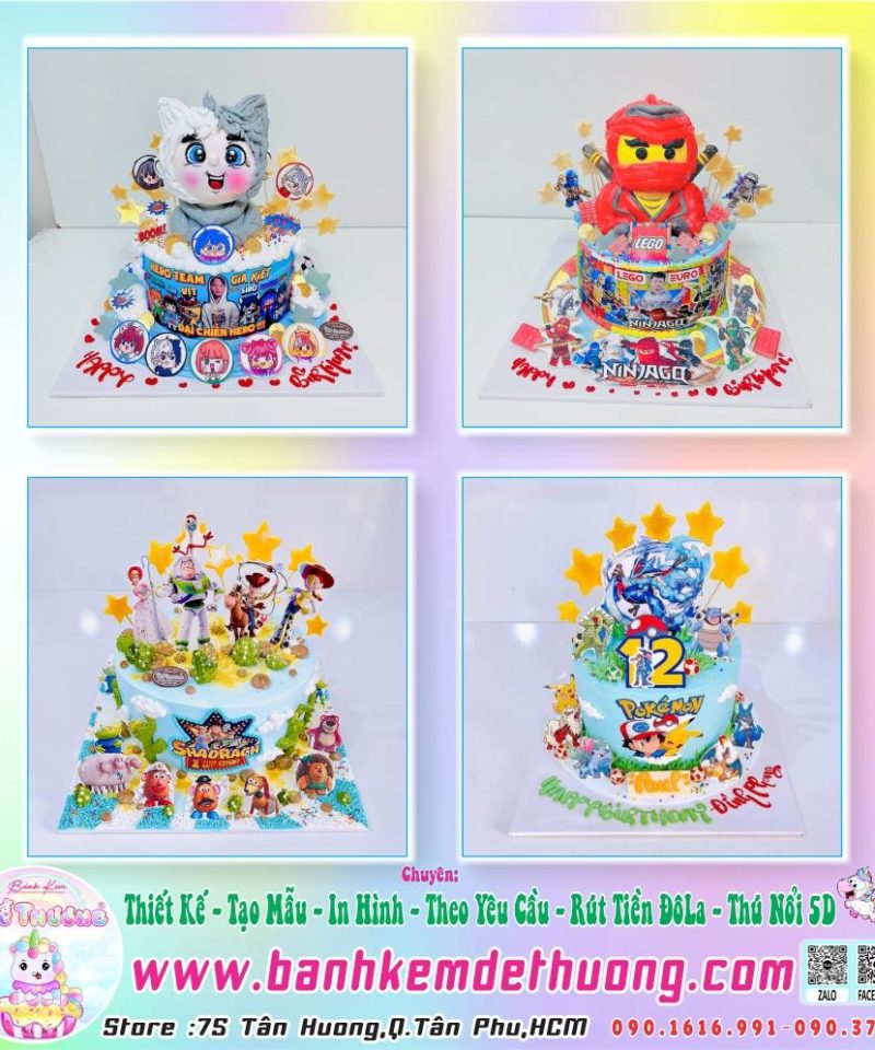 bánh kem dễ thương thiết kế tạo mẫu hoạt hình Lego xếp hình dễ thương