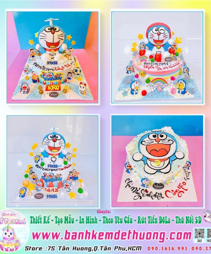 bánh kem dễ thương thiết kế tạo mẫu hoạt hình doremon doremi dễ thương