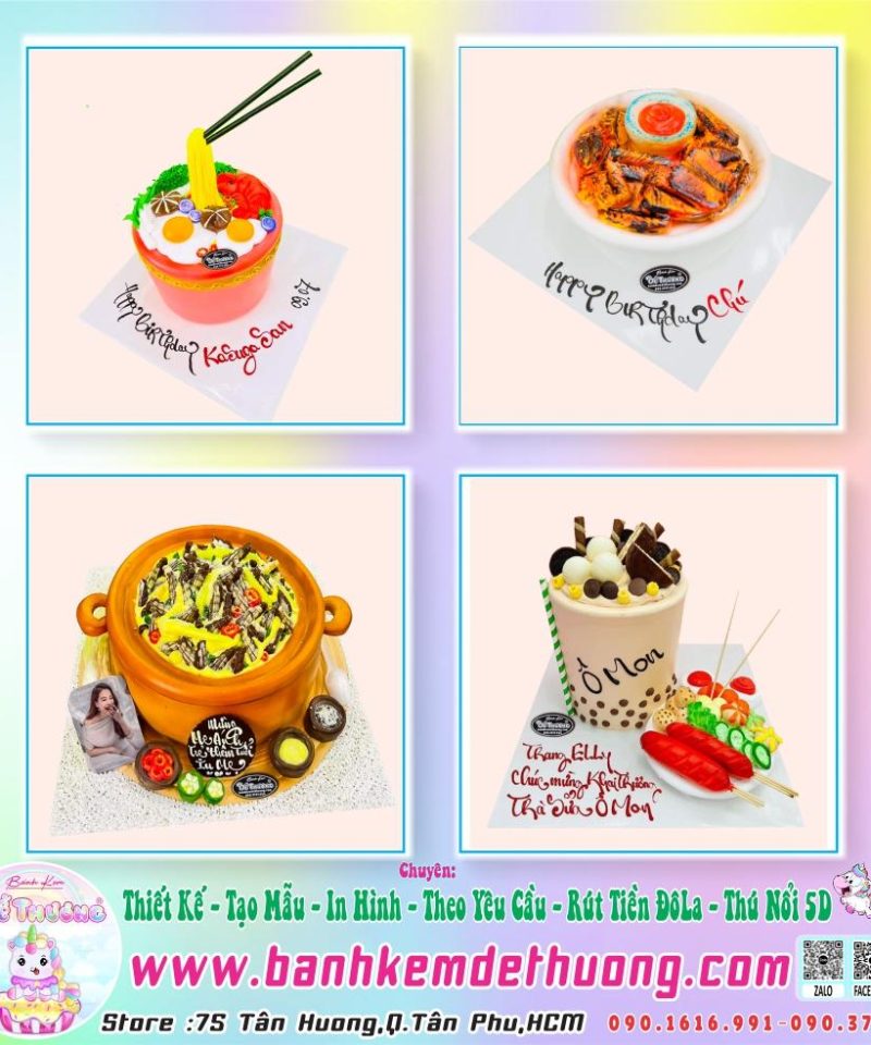 bánh kem dễ thương tạo mẫu món ăn ẩm thực 3d dễ thương