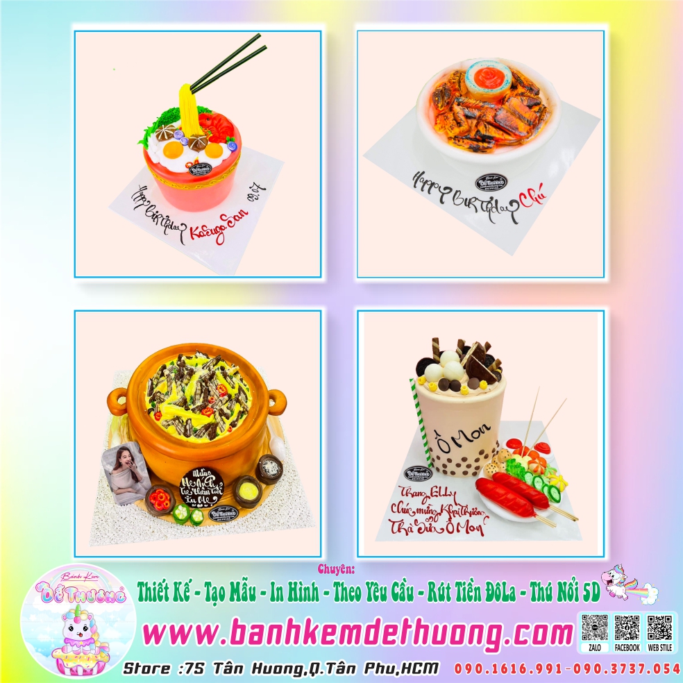 bánh sinh nhật món ăn dễ thương