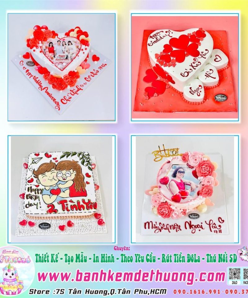 bánh kem dễ thương tạo mẫu ngày lễ tình nhân valentine dễ thương