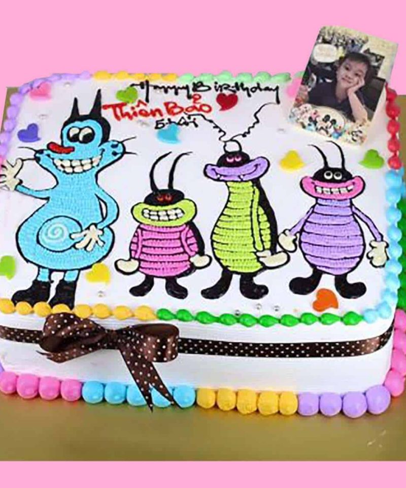 bánh kem dễ thương thiết kế tạo mẫu con mèo oggy dễ thương